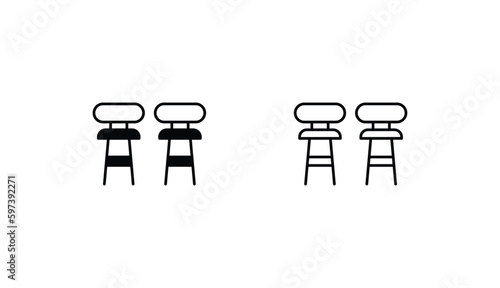 Dinning Chair icon design with white background stock illustration