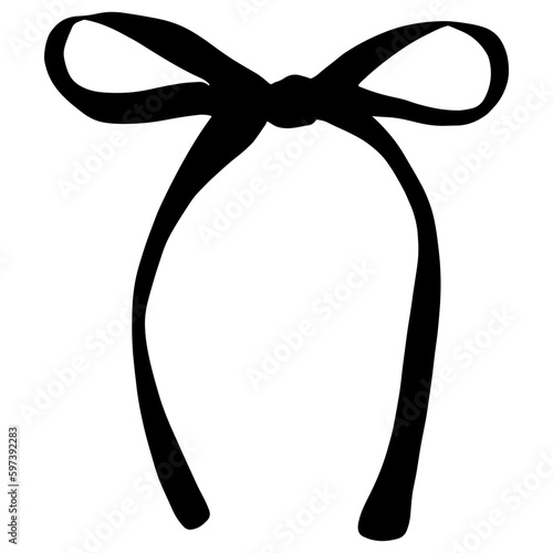 bow ribbon outline, Hand drawn outline illustration © Small Kids