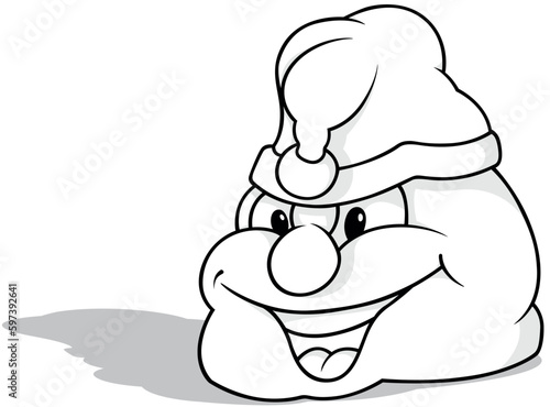 Drawing of a Smiling Figure with a Cap on his Head