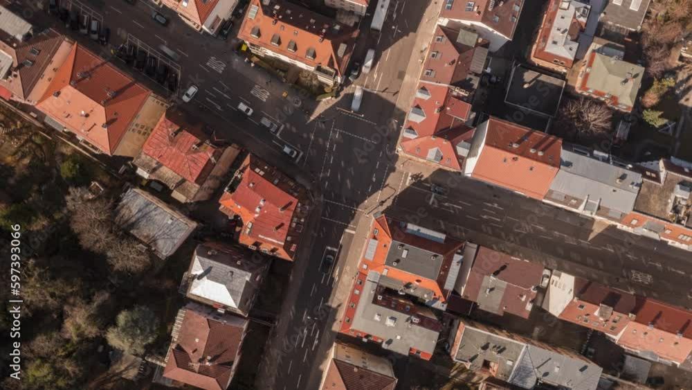 Time lapse aerial view cars speeding through sunny urban intersection, Stuttgart, Germany
Time lapse aerial view cars speeding through sunny urban intersection, Stuttgart, Germany