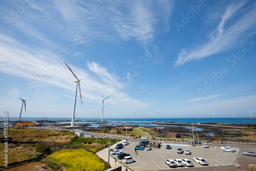 Jeju Island Sinchang Windmill Coastal Road