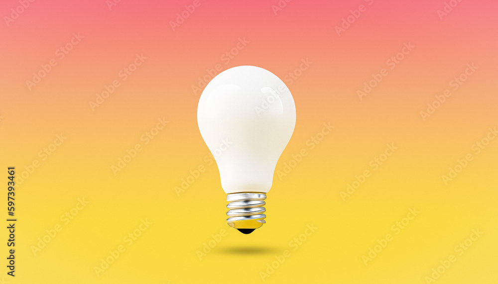White Light Bulb on Bright Yellow Background in Pastel Colors Minimalist Concept for Bright Ideas, Advertising, Marketing, Product Promotion, and Online Sales, Generative AI White Light Bulb on Bright Yellow Background in Pastel Colors Minimalist Concept for Bright Ideas, Advertising, Marketing, Product Promotion, and Online Sales, Generative AI