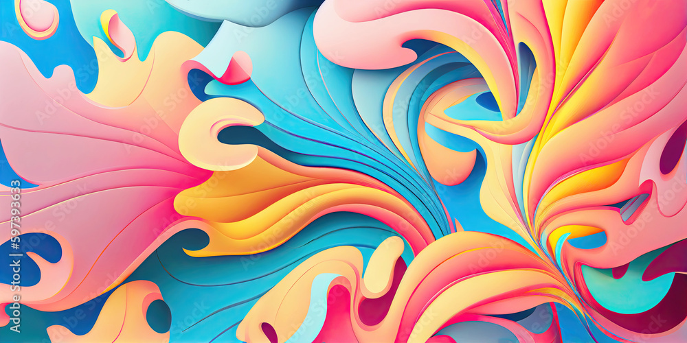 Abstract leafy colorful background wallpaper design in soft pastel colors (Generative AI) Abstract leafy colorful background wallpaper design in soft pastel colors (Generative AI)