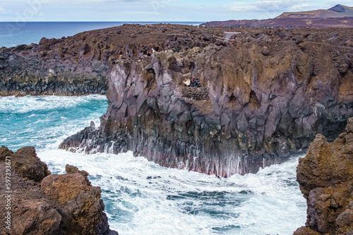 Cliffs of Los Hervideros in Lanzarote. Canary Islands. Spain