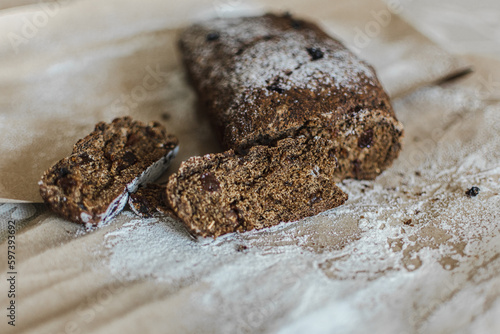 Tablou pe pânză black homemade fresh bread for vegans, fat-free and gluten-free pastries, health