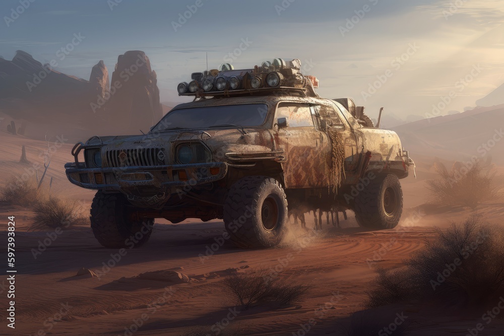 Apocalyptic car desert fantasy. Generate Ai Apocalyptic car desert fantasy. Generate Ai