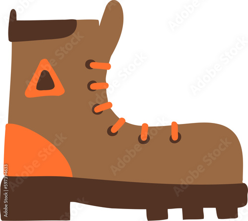 Camping Shoe Flat Hand Drawn Illustration