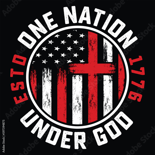 One Nation Under God American flag t-shirt design