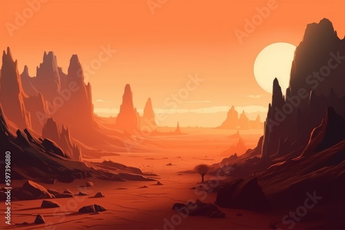 Mars planet landscape space. Generate Ai
