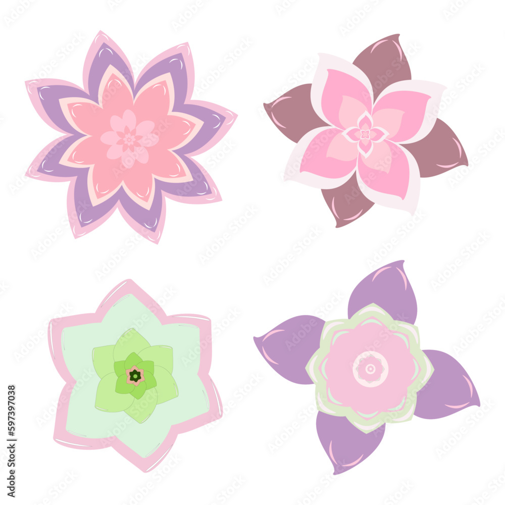 FLOWER SET OF FOUR FLOWERS IN PINK