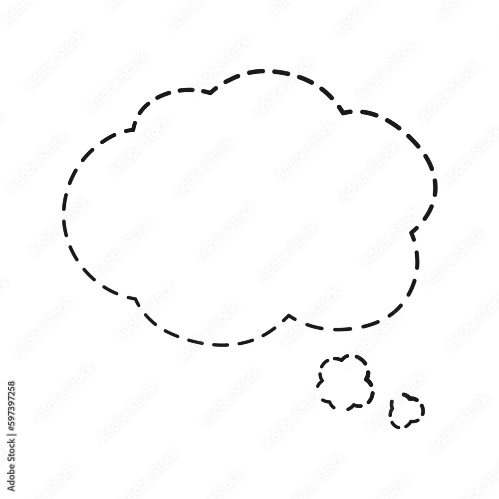 Comic speech bubble thought cloud made of dotted dashed line Comic speech bubble thought cloud made of dotted dashed line