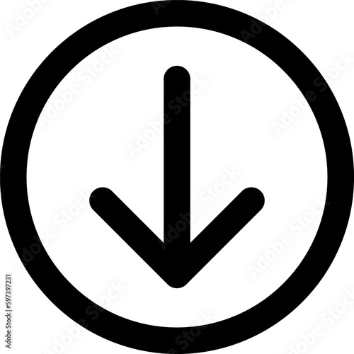 A black arrow in the center of a circle, simple vector icon. Easy to edit and animate.