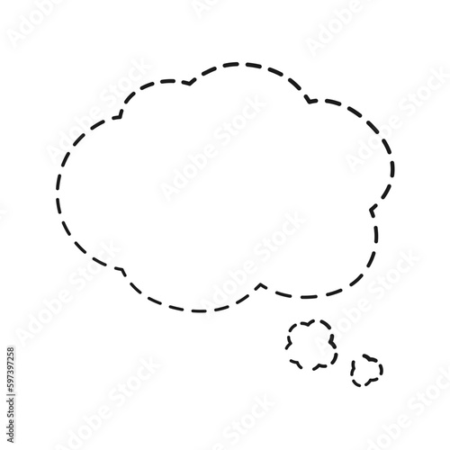 Comic speech bubble thought cloud made of dotted dashed line