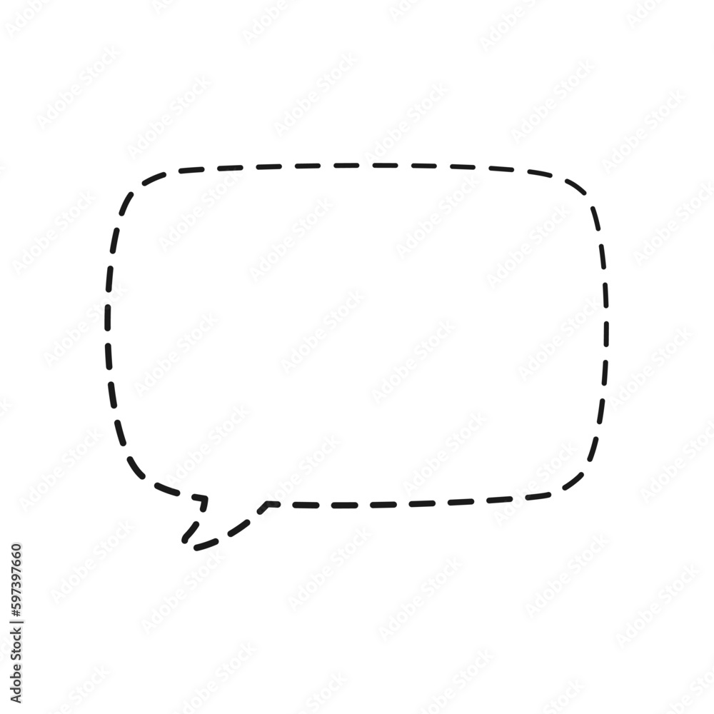 Geometric square comic speech bubble balloon made of dotted dashed line doodle vector illustration Geometric square comic speech bubble balloon made of dotted dashed line doodle vector illustration