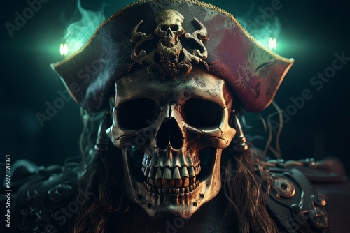 Skull pirate 3d. Generate Ai