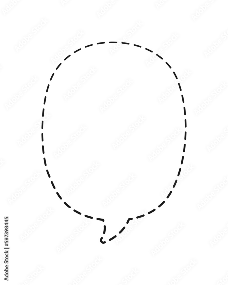 Geometric comic speech bubble balloon made of dotted dashed line doodle vector illustration Geometric comic speech bubble balloon made of dotted dashed line doodle vector illustration