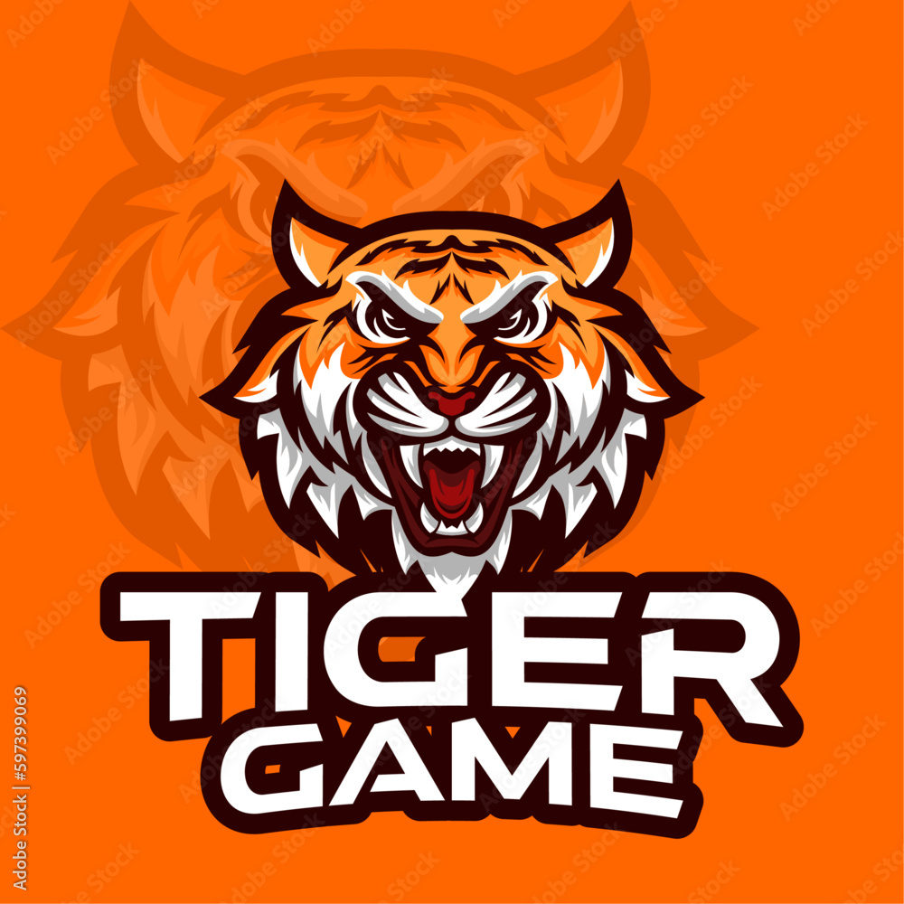 Fototapeta premium Tiger game mascot vector logo