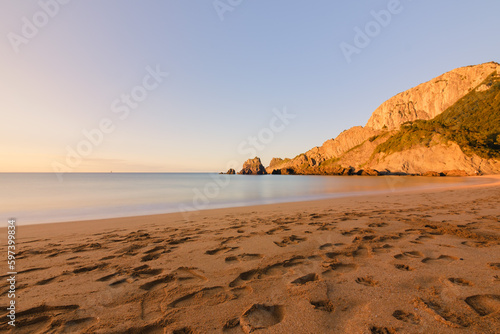 Playa de Laga, Bizkaia en Euskadi (País Vasco) al atardecer photo