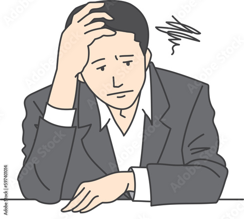 A man in a suit with his head in trouble