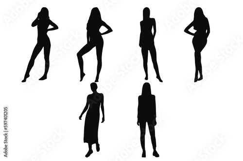 Set of silhouettes of women
