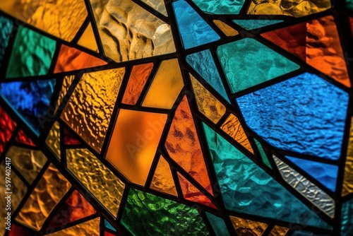 Close-up of a stained glass window Generative AI