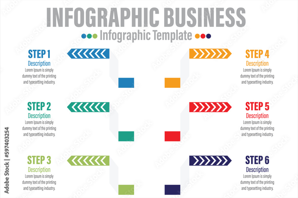 Fototapeta premium 6 Step and Six Option colorful infographics elements. Vector illustration.