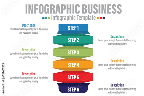 infographics number options template with steps, with 6 Steps, Six 6 option 6 label. Can be used for workflow layout, diagram, business step options, banner, web design.