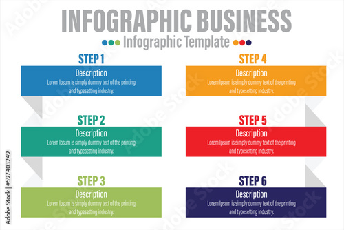 Six rectangle timeline steps or option workflow infographic plan concept design vector with icons. Business roadmap timeline network project template for presentation and report.