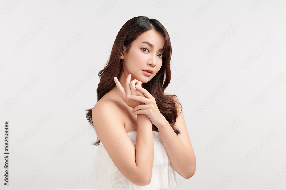 Beautiful young asian woman with clean fresh skin on white background, Face care, Facial treatment, Cosmetology, beauty and spa, Asian women portrait. Beautiful young asian woman with clean fresh skin on white background, Face care, Facial treatment, Cosmetology, beauty and spa, Asian women portrait.