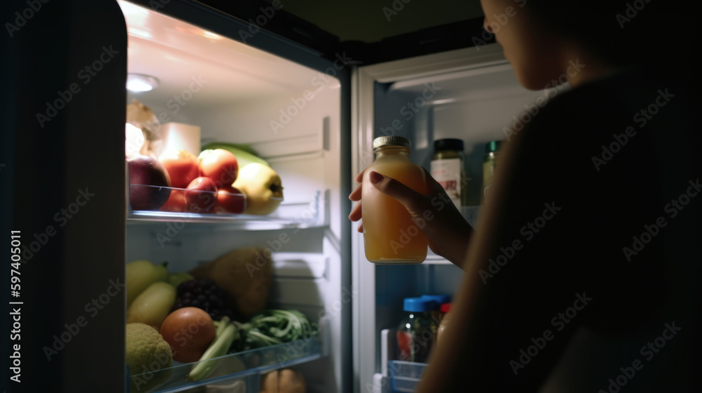 Open Refrigerator Full Of Juice And Fresh Vegetables. Generative. AI Open Refrigerator Full Of Juice And Fresh Vegetables. Generative. AI