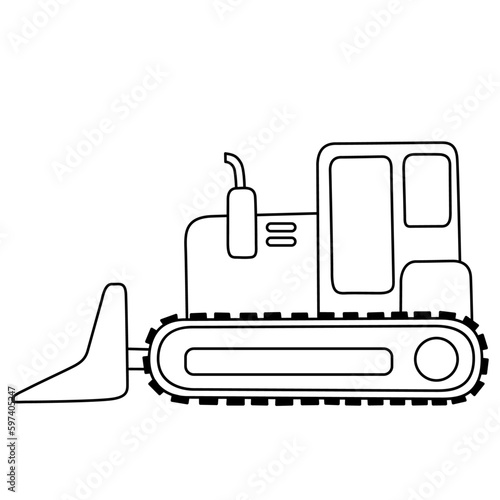 Bulldozer icon. Line, outline version, Bulldozer outline vector sign. Symbol, logo illustration. Pixel perfect vector graphics. Construction trucks