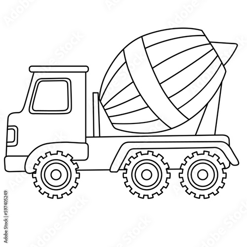 Cement truck icon. Line, outline version, Cement truck outline vector sign. Symbol, logo illustration. Pixel perfect vector graphics. Construction trucks