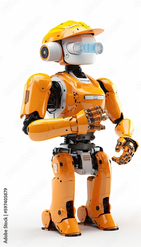 ai robot wearing a construction hat Generative AI ai robot wearing a construction hat Generative AI