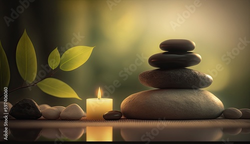 Abstract zen relax aromatheraphy massage background, Generative AI