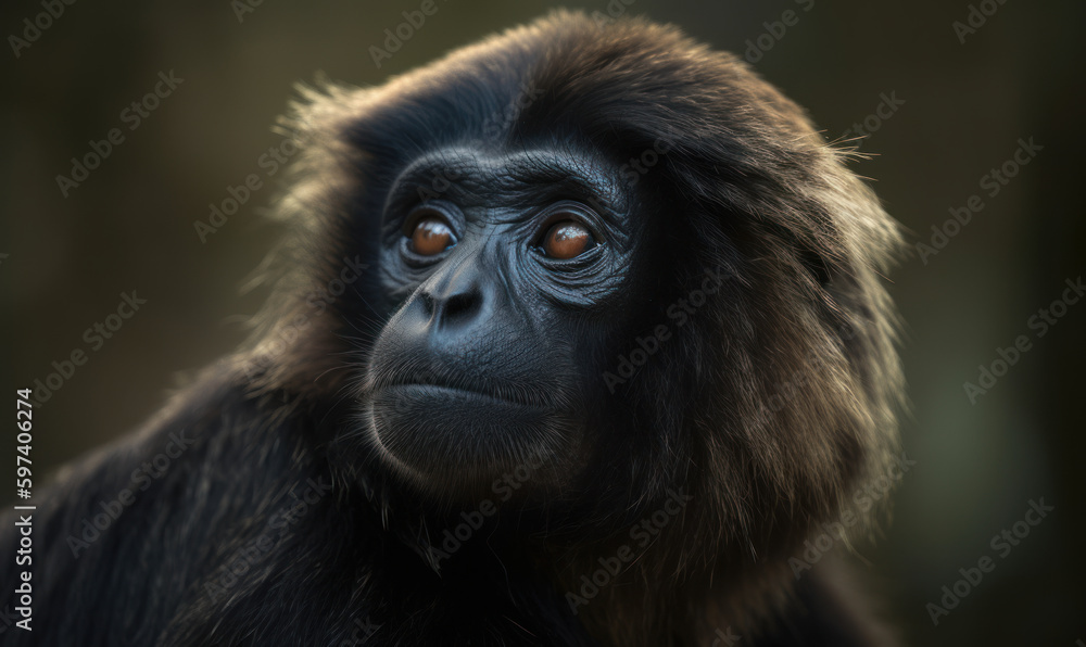 photo of gibbon in its natural habitat. Generative AI photo of gibbon in its natural habitat. Generative AI