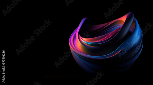 Web, website, design, beautiful abstract form on a black background. AI generated.