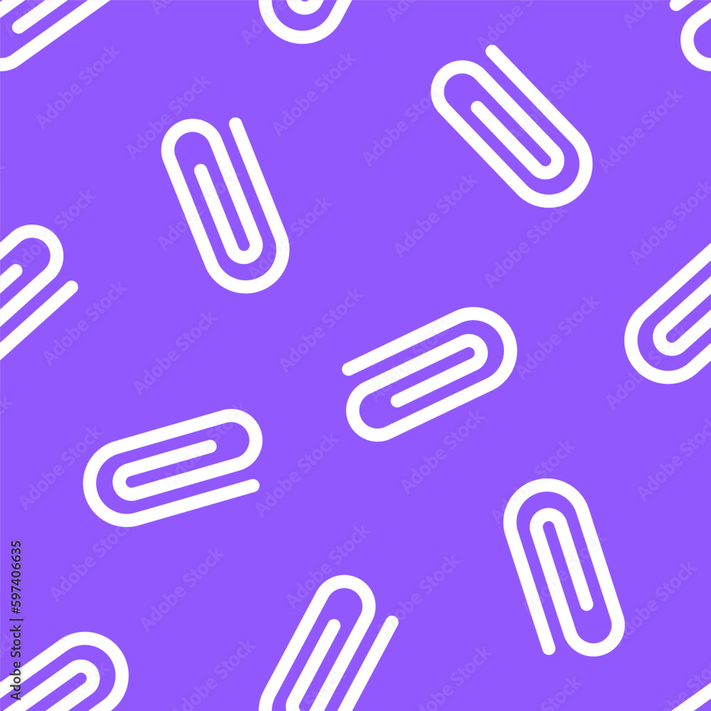 Purple seamless pattern with white paperclip Purple seamless pattern with white paperclip