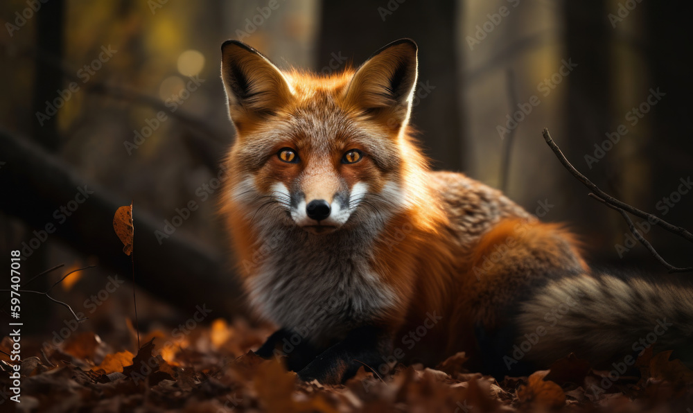 Obraz premium photo of fox in its natural habitat. Generative AI