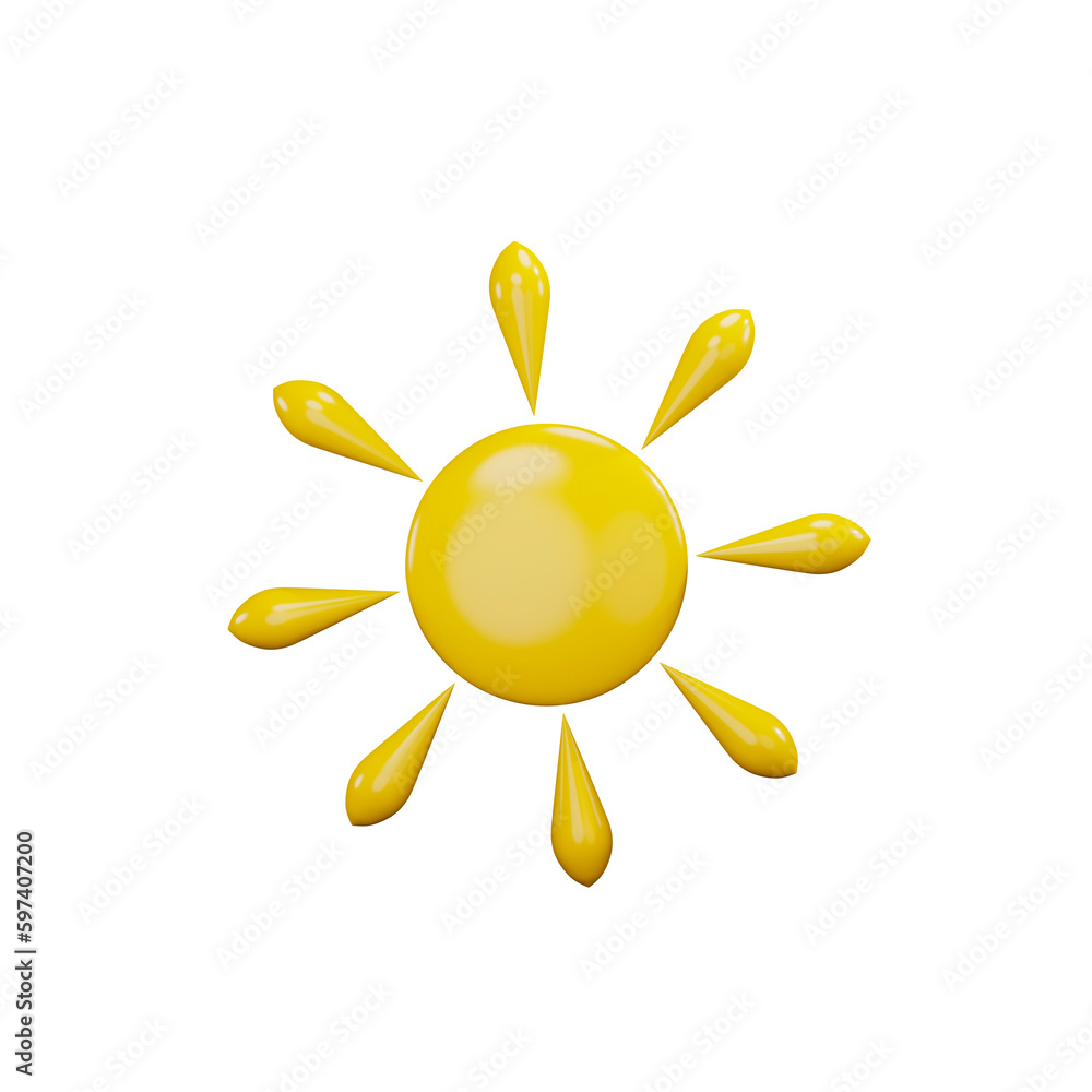 yellow sun icon, 3d render