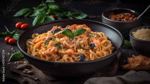 Classic Italian cream seafoods pasta