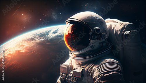 Astronaut in  space  space exploration  AI illstration 