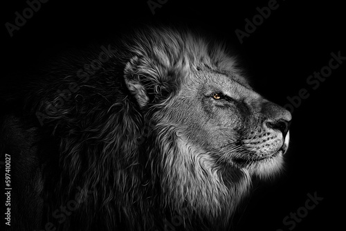 lion head portrait black and white © CRYPTIC