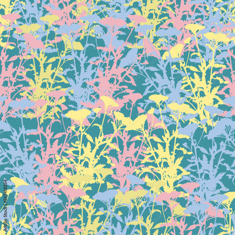 seamless multicolour camouflage with mixed trees pattern on green background for fashion fabric