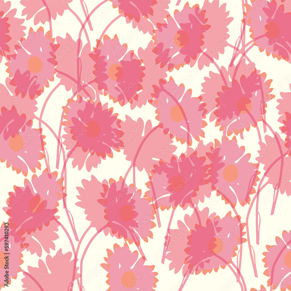 seamless pink flowers pattern background for fashion fabric