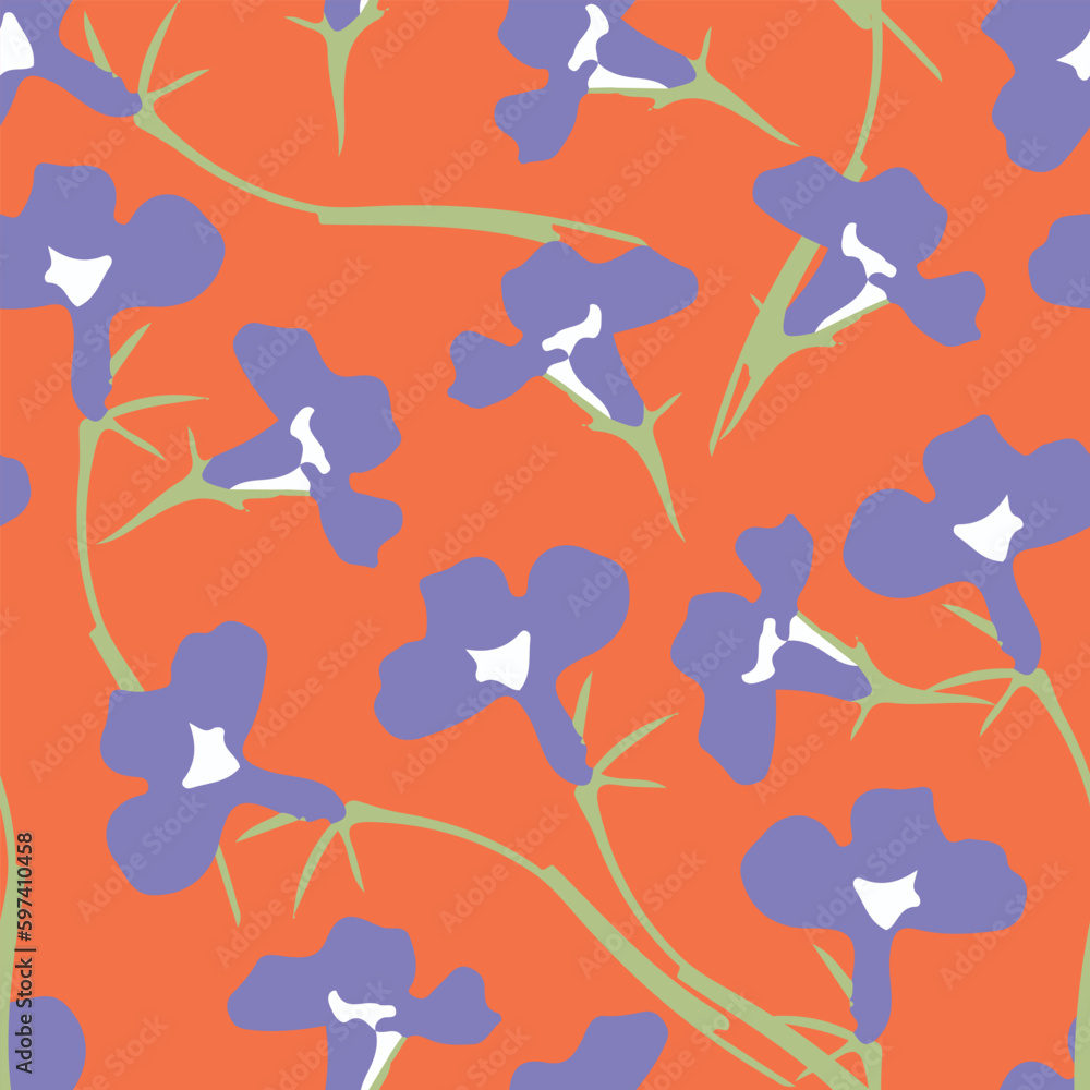 seamless hand drawn lobelia flower pattern background for fashion fabric