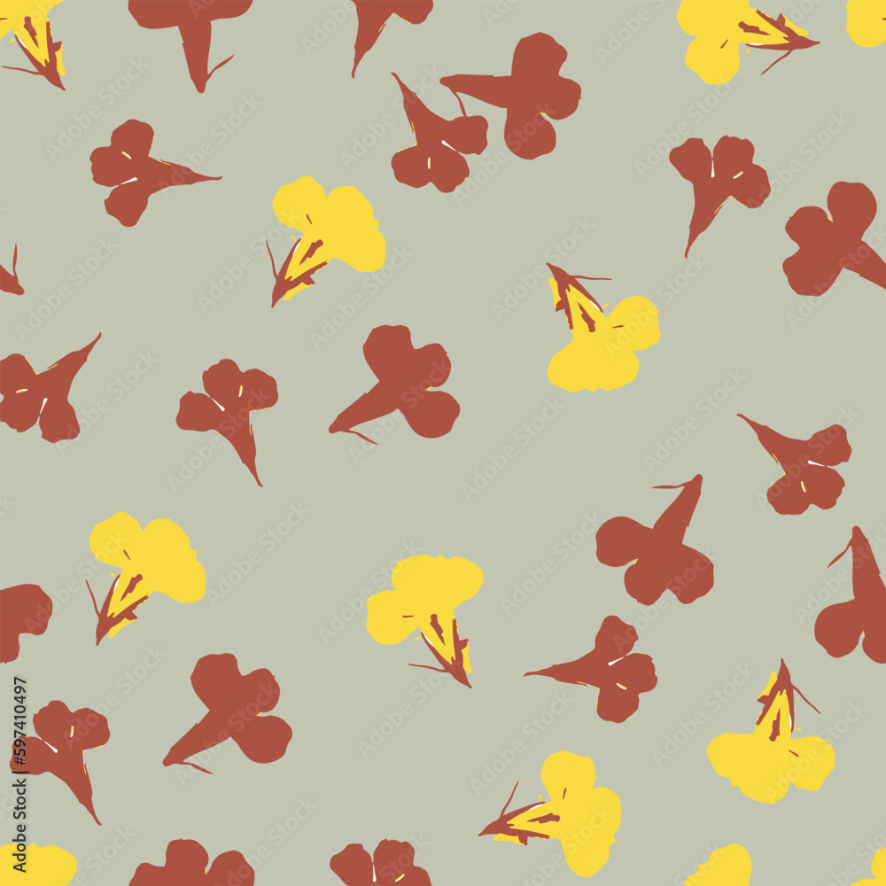 seamless mixed hand drawn red and yellow flowers pattern background for fashion fabric