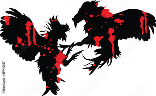 blood spattered rooster fight