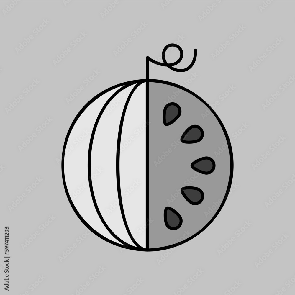 Watermellon isolated vector icon. Fruit sign Watermellon isolated vector icon. Fruit sign