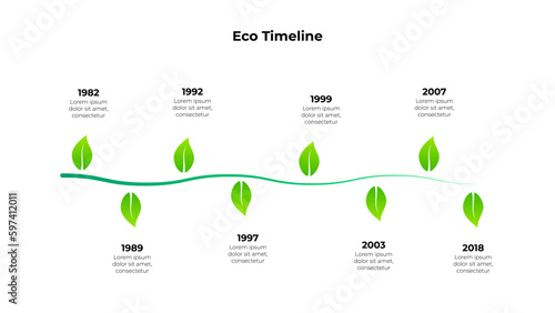 Plant stem with leaves. Ecology infographic template. Environmentally friendly templat