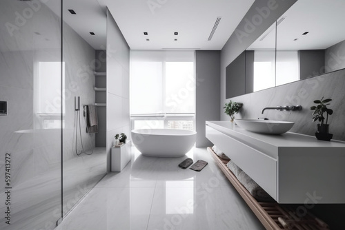 Wallpaper Mural Bright modern minimalist bathroom generative AI Torontodigital.ca